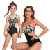 print sling backless lace-up parent-child one-piece swimsuit NSHYU121340