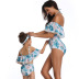 Estampado de cintura alta sin espalda para padres e hijos Tankini de dos piezas NSHYU121342