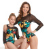 mesh print long-sleeved waistless sunscreen parent-child one-piece swimsuit NSHYU121345