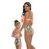 print cross sling backless ruffle parent-child Tankini set NSHYU121347