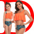 printing single-shoulder ruffle high waist parent-child Tankini set NSHYU121352