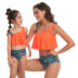 printing single-shoulder ruffle high waist parent-child Tankini set NSHYU121352