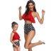 polka dot print ruffled high-waist parent-child tankinis two-piece set swimsuits  NSHYU121353