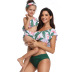 single-shoulder ruffled print tankinis parent-child two-piece swimsuit  NSHYU121355