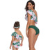 single-shoulder ruffled print tankinis parent-child two-piece swimsuit  NSHYU121355