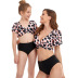 bubble short-sleeved green print/leopard print tankinis parent-child two-piece set swimwear  NSHYU121358