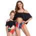 lotus leaf sling word-neck color-matching print parent-child tankini two-piece swimsuit  NSHYU121361