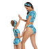 blue leaf/ leopard print short-sleeved tankini parent-child two-piece swimsuit NSHYU121363