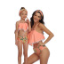 print tassel halterneck off-shoulder high-waist parent-child two-piece swimsuit  NSHYU121364