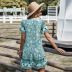  summer short-sleeved v-neck floral print A-line holiday short dress  NSKA121407