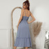 sexy solid color ruffled edge layered large swing loose dress  NSKA121409