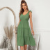 solid color sleeveless v-neck layered long casual dress  NSKA121414