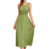 green sleeveless round neck backless Large Swing Long dress  NSKA121421