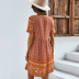 summer Bohemian style floral print short-sleeved short dress （multicolor） NSKA121436