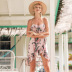 Bohemia pink floral print vacation sling short dress NSKA121444