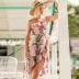 Bohemia pink floral print vacation sling short dress NSKA121444