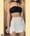 high waist slim cross lace-up solid color skirt NSXDX121479