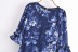 Round neck ruffle mid-sleeve slim flower printing dress NSXDX121481
