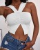 short sling wrap chest slit slim solid color vest NSXDX121482