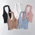hanging neck backless V-neck slim slit solid color vest NSXDX121487