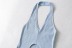 hanging neck backless V-neck slim slit solid color vest NSXDX121487