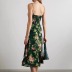 Slit Sling backless wrap chest flower print Dress NSXDX121509