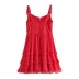 fungus edge sling backless lace-up solid color dress NSXDX121513
