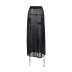 Diablo slit long lace-up solid color see-through skirt NSGYB121592