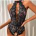 hanging neck hollow backless solid color lace see-through one-piece underwear NSYCX121598
