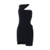 sleeveless hollow high waist round neck slim solid color dress NSSWF121610
