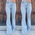 blue high-waist washing casual flared jeans  NSCXY121648