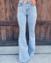 blue high-waist washing casual flared jeans  NSCXY121648