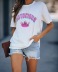 crown letter printing casual short-sleeved white T-shirt  NSCXY121650