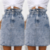 blue high-waist washing A-line denim skirt  NSCXY121653