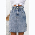 falda de mezclilla de línea A de lavado de cintura alta azul NSCXY121653