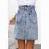 falda de mezclilla de línea A de lavado de cintura alta azul NSCXY121653