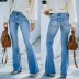 gradient blue high-waist micro-flared jeans  NSCXY121654