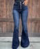 blue high-waist single-breasted flared jeans  NSCXY121655