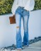 blue low-waist washed ripped mopping flared jeans NSCXY121662