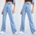 light blue high-waist line stitching wide-leg jeans  NSCXY121665