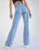 jeans azul claro de cintura alta con costuras de línea y pernera ancha NSCXY121665