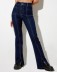 dark blue washed flared slit jeans  NSCXY121667