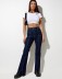 dark blue washed flared slit jeans  NSCXY121667