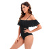 solid color word-neck ruffled sling one-piece swimsuit  NSJHD121689