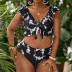 plus size floral print knotted ruffled tankini two-piece swimsuit  NSJHD121692