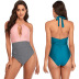 color matching halterneck hollow one-piece swimsuit  NSJHD121694