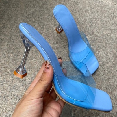 Square Head Open-toe High-heeled Slippers NSYBJ121718