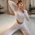 solid color long-sleeved round neck top and high waist pants two-piece set NSCBB121724
