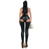solid color high-waist hollow slit leather pants  NSCBB121726