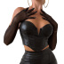 black low-cut backless leather camisole  NSCBB121729